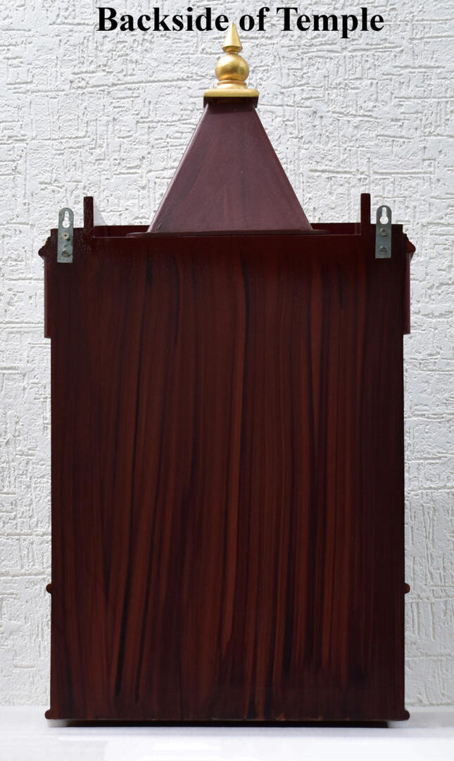 Brown-Golden Pooja Temple/Mandir with Tray and One Drawer - Side Closed - Image 4